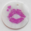 Shell Pendant, Flat Round, 25mm, Hole:Approx 1mm, Sold by Bag