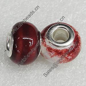 Ceramics Beads European, European Style, 15x11mm Hole:6mm, Sold by Bag