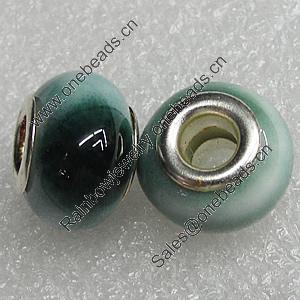 Ceramics Beads European, European Style, 14x10mm Hole:5mm, Sold by Bag