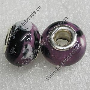 Ceramics Beads European, European Style, 15x11mm Hole:6mm, Sold by Bag