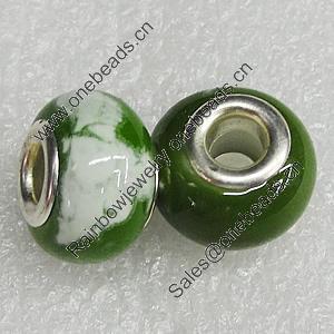 Ceramics Beads European, European Style, 14x10mm Hole:5mm, Sold by Bag