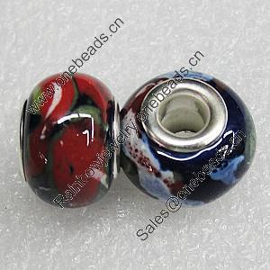 Ceramics Beads European, European Style, 13x9mm Hole:5mm, Sold by Bag