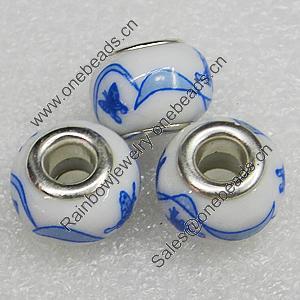 Ceramics Beads European, European Style, 14x10mm Hole:5mm, Sold by Bag