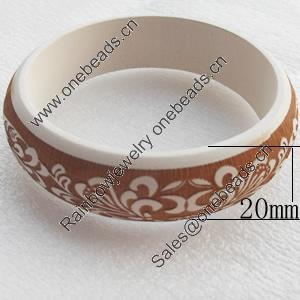 Wood Bracelet, width:20mm, Inner diameter:67mm, Sold by PC