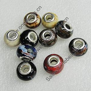 Ceramics Beads European, European Style, Mix Color, 15x11mm Hole:6mm, Sold by Bag