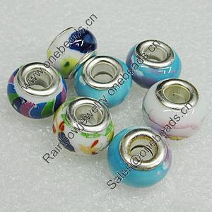 Ceramics Beads European, European Style, Mix Color, 14x10mm Hole:5mm, Sold by Bag