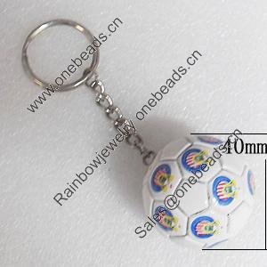 Plastic Key Chain, Football 40mm, Sold by PC