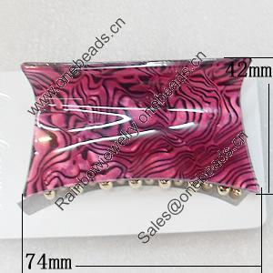Fashional hair Clip with Acrylic, 74x42mm, Sold by Group