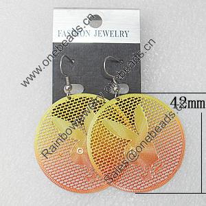 Iron Earrings, Flat Round 42mm, Sold by Group