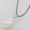 Shell Necklace, Rubber cord with Shell pendant, 22x50mm, Sold per 16-inch Strand