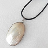 Shell Necklace, Rubber cord with Shell pendant, 25x47mm, Sold per 16-inch Strand