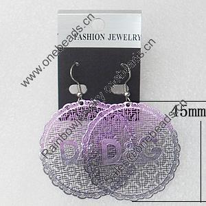 Iron Earrings, Flat Round 45mm, Sold by Group