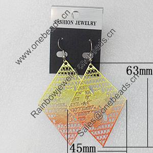 Iron Earrings, Diamond 63x45mm, Sold by Group