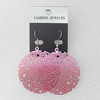 Iron Earrings, Flat Round 40mm, Sold by Group