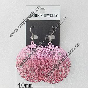 Iron Earrings, Flat Round 40mm, Sold by Group