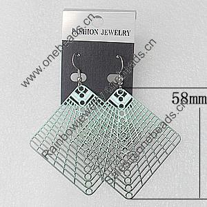 Iron Earrings, Diamond 58x58mm, Sold by Group