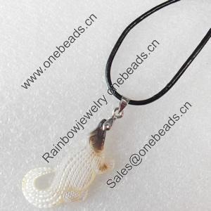 Shell Necklace, Rubber cord with Shell pendant, 45x20mm, Sold per 16-inch Strand