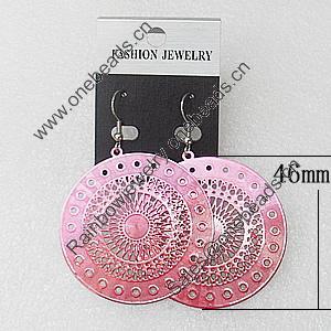 Iron Earrings, Flat Round 46mm, Sold by Group