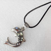Shell Necklace, Rubber cord with Shell pendant, 22x34mm, Sold per 16-inch Strand