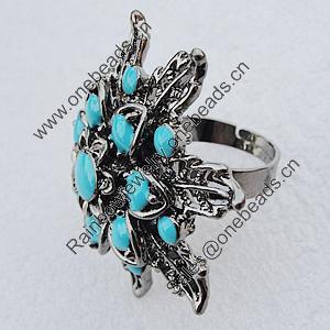 Metal Alloy Finger Rings, Flower 40mm, Sold by Box  