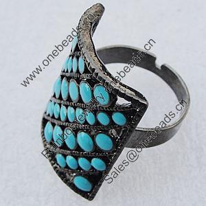 Metal Alloy Finger Rings, Twist Rectangle 23x21mm, Sold by Box  