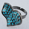 Metal Alloy Finger Rings, Twist Heart 29x25mm, Sold by Box  