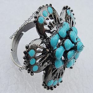 Metal Alloy Finger Rings, Flower 30mm, Sold by Box  