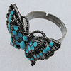 Metal Alloy Finger Rings, Butterfly 27x20mm, Sold by Box  