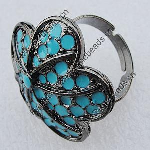 Metal Alloy Finger Rings, Flower 26mm, Sold by Box  