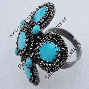 Metal Alloy Finger Rings, Flower 29mm, Sold by Box  