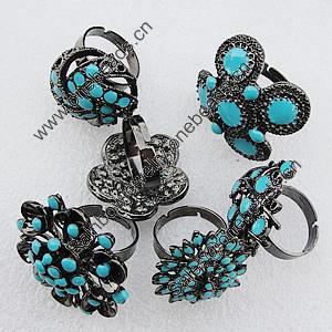 Metal Alloy Finger Rings, Mix Style, 26mm-35mm, Sold by Box  