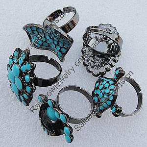 Metal Alloy Finger Rings, Mix Style, 21x23mm-29x25mm, Sold by Box  