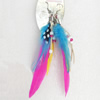Fashional Earrings, Feather, Mix color, 105mm, Sold by Dozen 