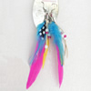 Fashional Earrings, Feather, Mix color, 105mm, Sold by Dozen 