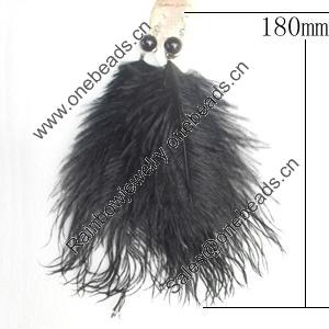 Fashional Earrings, Feather, Mix color, 180mm, Sold by Dozen 