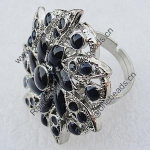 Metal Alloy Finger Rings, Flower 32mm, Sold by Box  