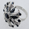 Metal Alloy Finger Rings, Flower 27mm, Sold by Box  