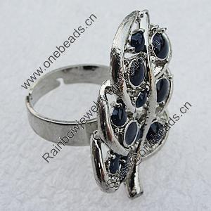 Metal Alloy Finger Rings, Leaf 31x19mm, Sold by Box  