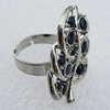 Metal Alloy Finger Rings, Leaf 31x19mm, Sold by Box  