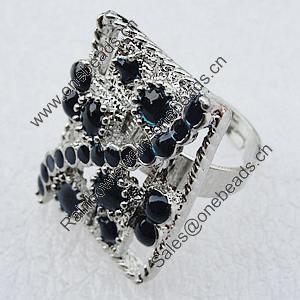 Metal Alloy Finger Rings, Rectangle 26x20mm, Sold by Box  