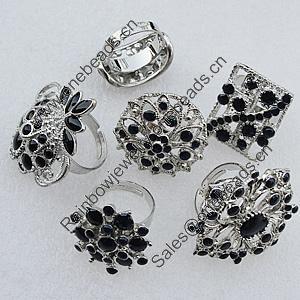 Metal Alloy Finger Rings, Mix Style, 24x15mm-35mm, Sold by Box  