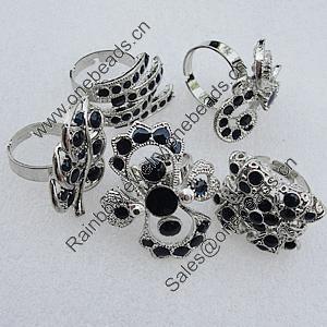 Metal Alloy Finger Rings, Mix Style, 23x18mm-28x37mm, Sold by Box  