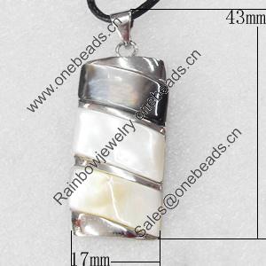 Shell Pendant, 17x43mm, Hole:Approx 4mm, Sold by PC