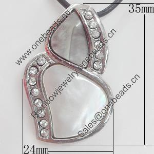 Shell Pendant, 24x35mm, Hole:Approx 4mm, Sold by PC