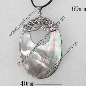 Shell Pendant, 40x69mm, Hole:Approx 4mm, Sold by PC