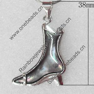 Shell Pendant, 38mm, Hole:Approx 4mm, Sold by PC