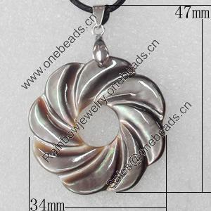 Shell Pendant, 34x47mm, Hole:Approx 4mm, Sold by PC