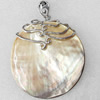 Shell Pendant, 50x65mm, Hole:Approx 4mm, Sold by PC
