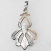 Shell Pendant, 29x57mm, Hole:Approx 4mm, Sold by PC