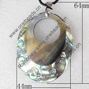 Shell Pendant, 44x64mm, Hole:Approx 4mm, Sold by PC